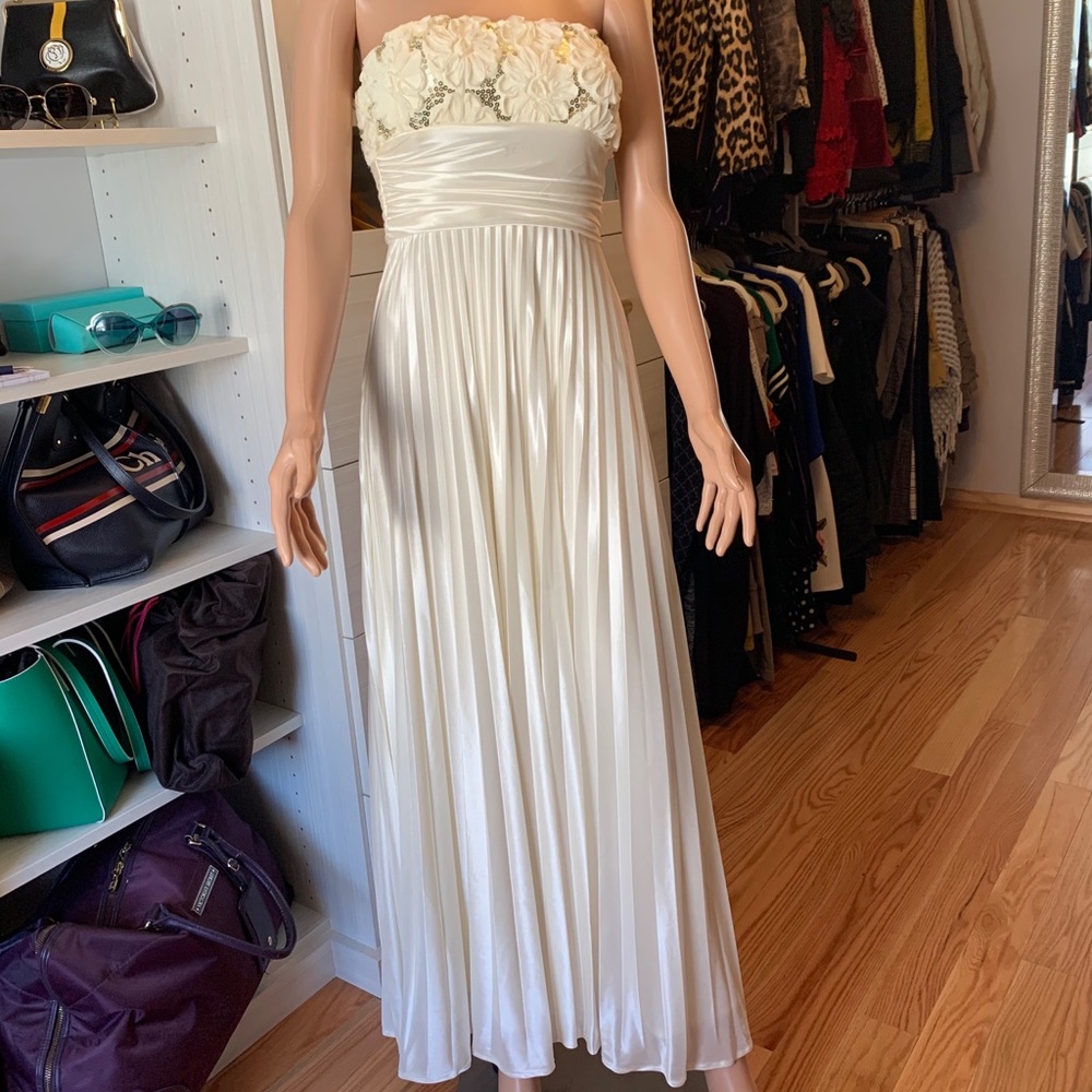 Glamorous beaded long strapless dress